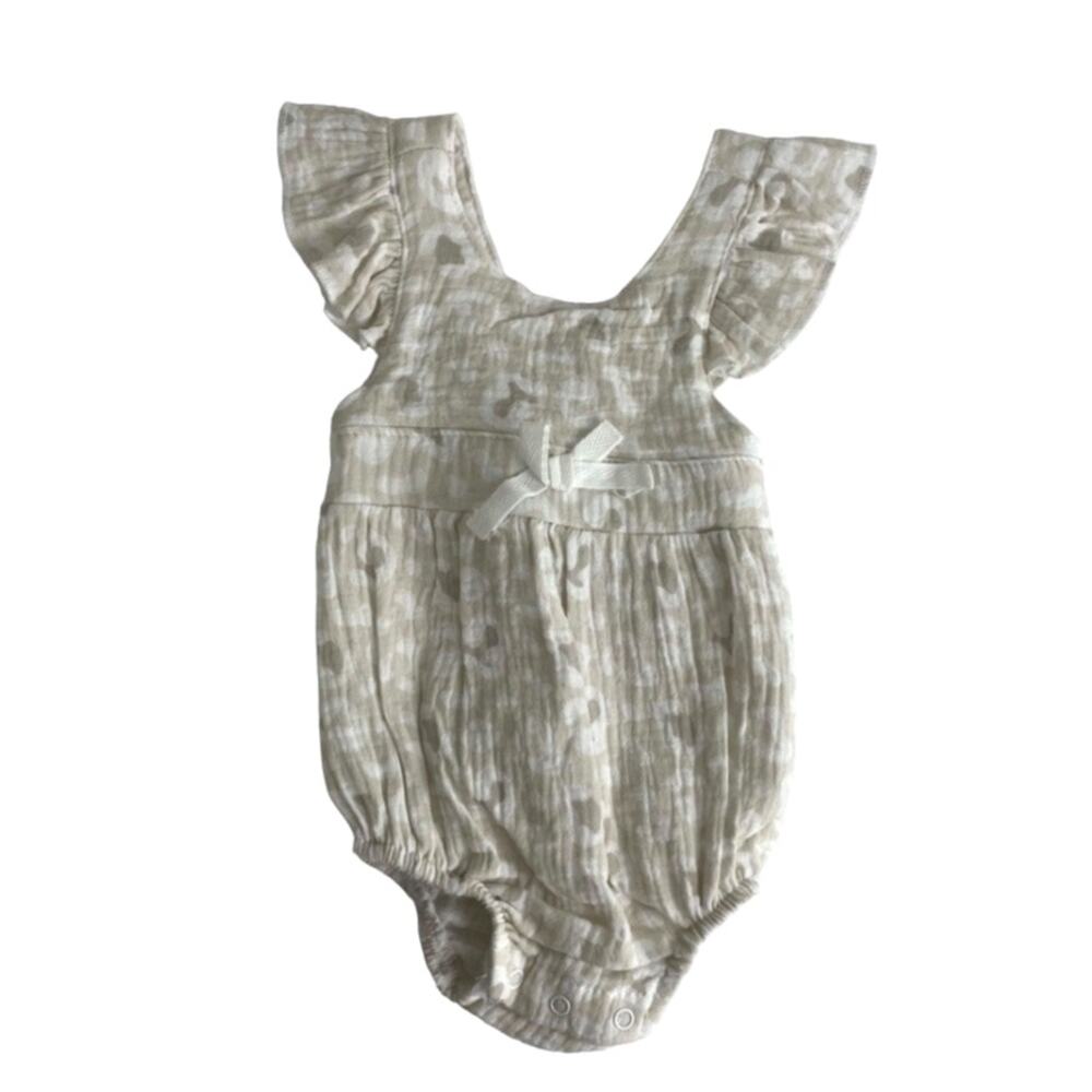 Starting Out Girls Leopard Print Ruffle Sleeve 100% Cotton One Piece 3 Months